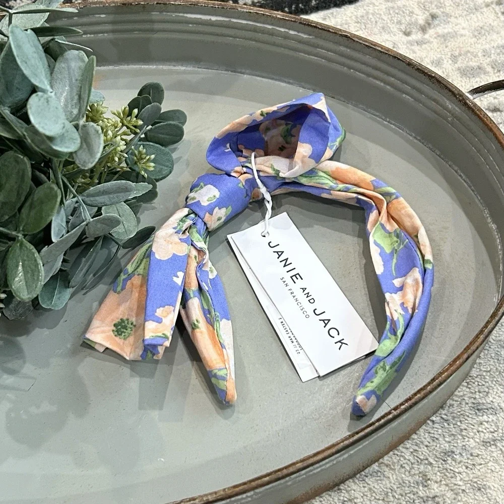 Janie and Jack Toddler Girls Periwinkle Floral Headband with Bow NEW‎ One Size